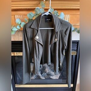 Military green long sleeve zip up jacket